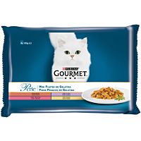 Purina Gourmet perle finas láminas en gelatina pato, pavo, trucha 4x85 gr