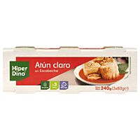 HiperDino atún claro en escabeche 3 x 80 g