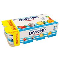 Danone sabor fresa, coco, piña y mango 8 x 120 g