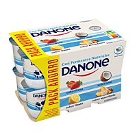 Danone sabor fresa, coco, limón y macedonia 12 x 120 g