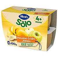Hero Baby fruta manzana golden y plátano (+ 4 meses) 4 x 100 g