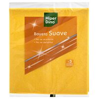 HiperDino bayeta amarilla suave 3 ud
