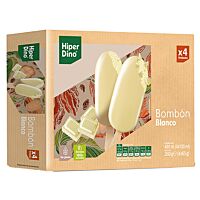 HiperDino helado bombón blanco 4 x 120 ml