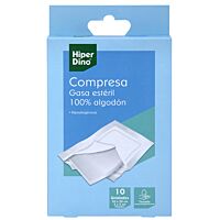 HiperDino gasa esterilizada 7,5 x 7,5 10 ud