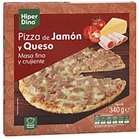 HiperDino pizza de jamón y queso masa fina 340 g