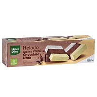HiperDino helado de nata, vainilla y chocolate en barra 450 ml