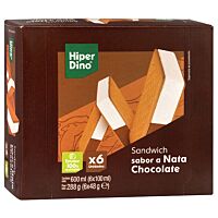 HiperDino helado sandwich de nata y chocolate 6 x 100 ml