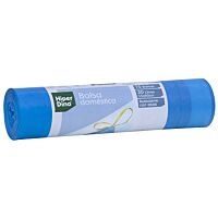 HiperDino bolsa de basura azul doméstica autocierre 30 l 15 ud