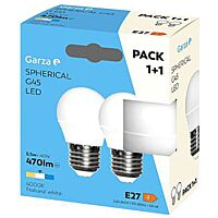 Garza bombilla led esferica 6w E27 470 lm luz neutra 1+1 ud