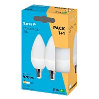 Garza bombilla led vela 5w E14 400 lm luz calida 1+1 ud