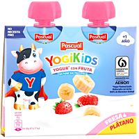 Pascual yogikids pouch de fresa y plátano 2 x 80 g