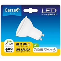 Garza bombilla led dicroica 5w gu10 400 lm luz calida 1 ud