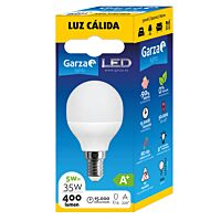 Garza bombilla led esferica 5w E14 400 lm luz calida