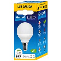Garza bombilla led esferica 5w E14 400 lm luz calida 4U