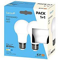 Garza bombilla led standard 9w E27 810 lm luz neutra 1+1 ud