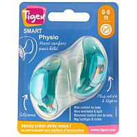 Tigex 2 chupetes smart silicona azul +6 meses