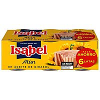 Isabel atún listado en aceite de girasol 6 x 85 g