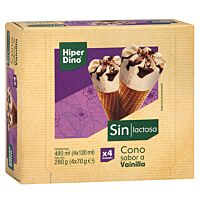 HiperDino conos de vainilla sin lactosa 4 x 120 ml