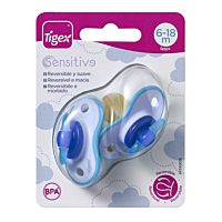 Tigex 2 chupetes reversibles sensitive de látex +6 meses