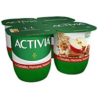 Activia sabor cereales, manzana, nueces y canela 4 x 120 g