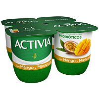 Activia sabor mango y maracuyá 4 x 120 g