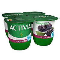 Danone Activia yogur con ciruelas 0% pack 4x120 g