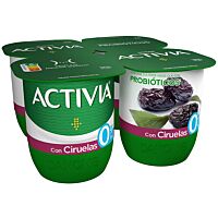 Activia 0 % sabor ciruelas 4 x 120 g