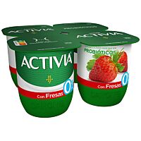 Activia 0 % sabor fresa 4 x 120 g
