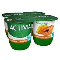 Danone Activia yogur con mango y papaya 0% pack 4x120 g