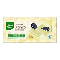 HiperDino tableta de chocolate blanco con galleta 115 g