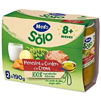 Hero Baby recetas caseras tarritos menestra de cordero a la crema (+ 6 meses) 2x 190 g