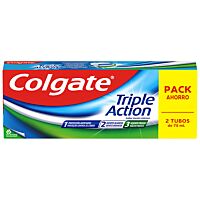 Colgate Triple Action pasta de dientes anticaries y frescor a menta 2 x 75 ml