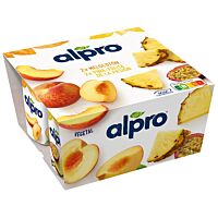Alpro sabor melocotón, piña y maracuyá 4 x 125 g