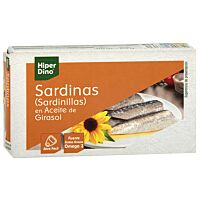 HiperDino sardinillas en aceite de girasol 62 g