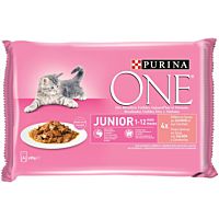 Purina One gato junior salmón 4 x 85 g