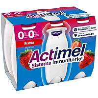 Actimel sabor fresa 0 % azúcar añadido 6 x 100 g