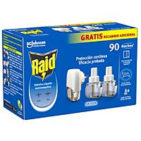 Raid insecticida eléctrico líquido mosquitos 45 noches aparato + recambio 2 ud