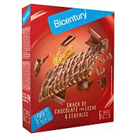 Bicentury barritas de cereales y chocolate con leche 6 ud