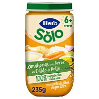 Hero Baby tarrito de puré de zanahorias con arroz en caldito de pollo (+6 meses) 235 g