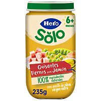Hero Baby tarrito de puré de guisantes tiernos con jamón (+6 meses) 235 g