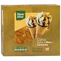 HiperDino conos de nata y caramelo 6 x 120 ml