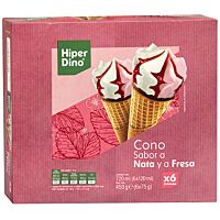 HiperDino conos de nata y fresa 6 x 120 ml