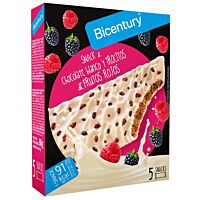 Bicentury barritas de chocolate blanco y frutos rojos 5 ud