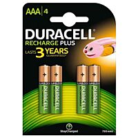 Duracell pilas recargable AAA 750 mAh HR03/DC2400 4 ud