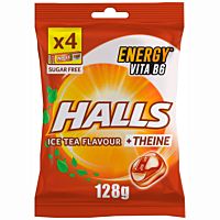 Halls Energy caramelos de té con vitaminas B6 sin azúcar 4x32 g