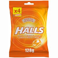 Halls 4 packs de caramelos de miel y limón sin azúcar