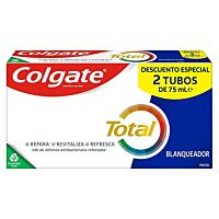 Colgate Total pasta de dientes blanqueadora 24 h de protección completa 2 x 75 ml
