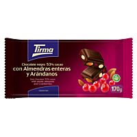 Tirma tableta de chocolate negro con almendras y arándano 53 % cacao 170 g