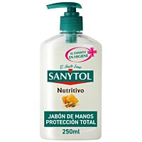 Sanytol jabón de manos nutritivo con almendras y jalea real 250 ml