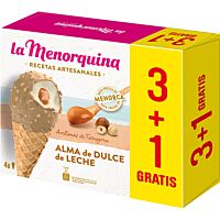 La Menorquina conos de dulce de leche pack 4x130 ml